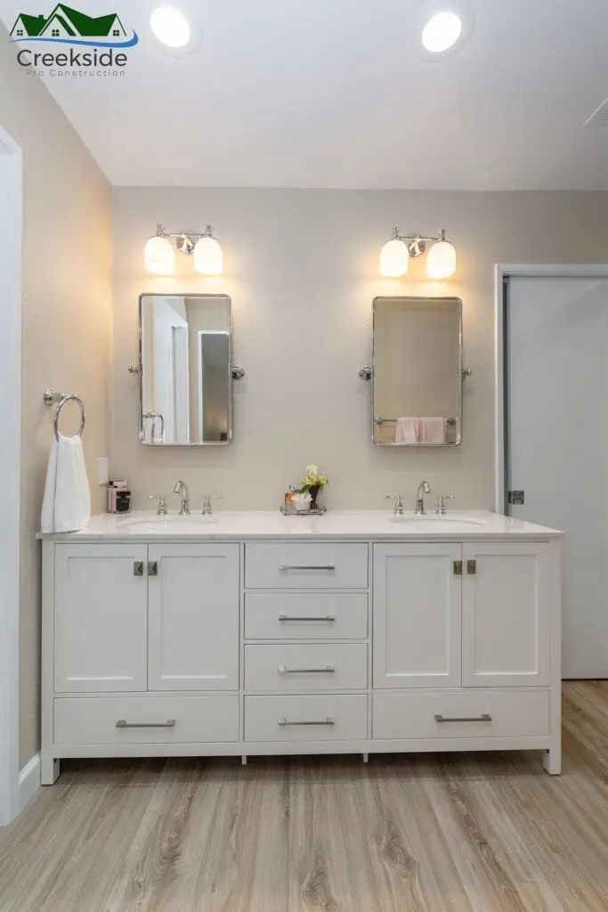 White bathroom renovation.