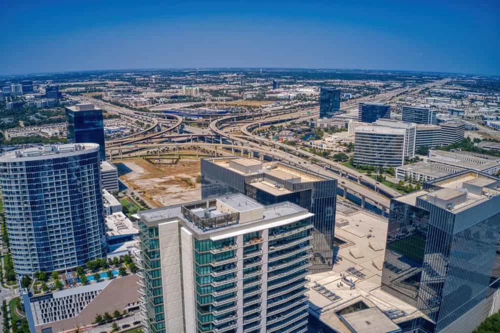 An aerial view of downtown houston, texas.