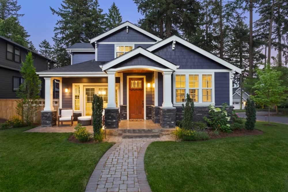 Luxury home exterior at night after home remodeling in Contra Costa County